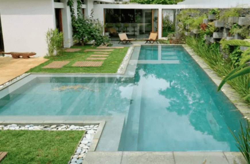 Piscina para se inspirar, coloridas e multifuncionais.