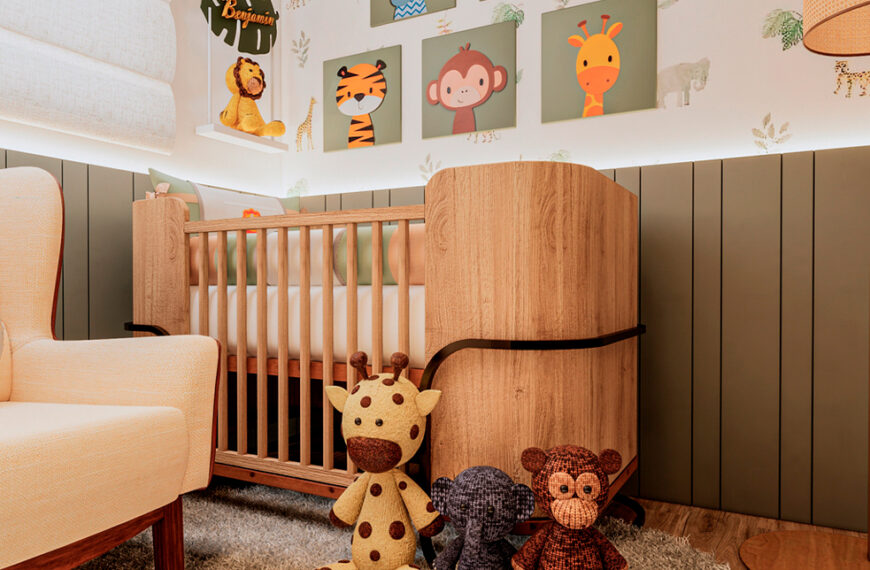 Quarto de bebê, inspiração na selva.